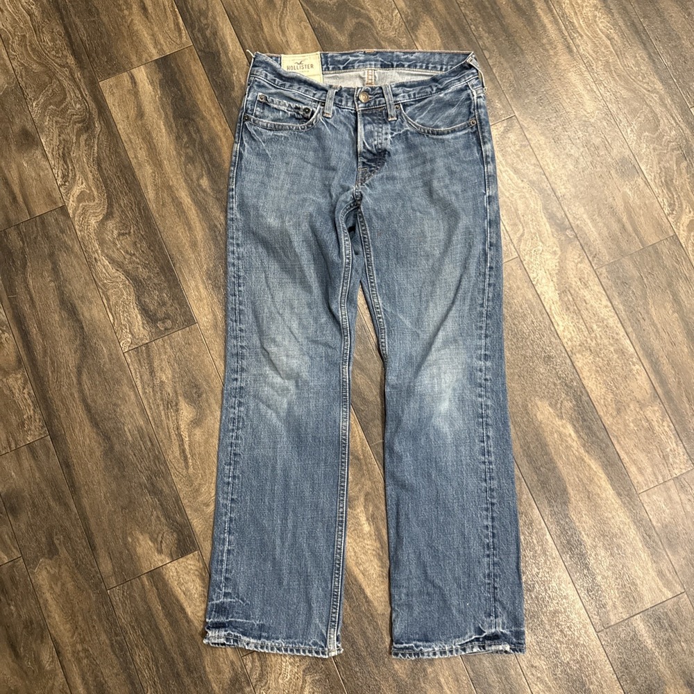 Hollister Straight Fit Regular Medium Wash Denim Jeans Button-Fly Men's 28x30